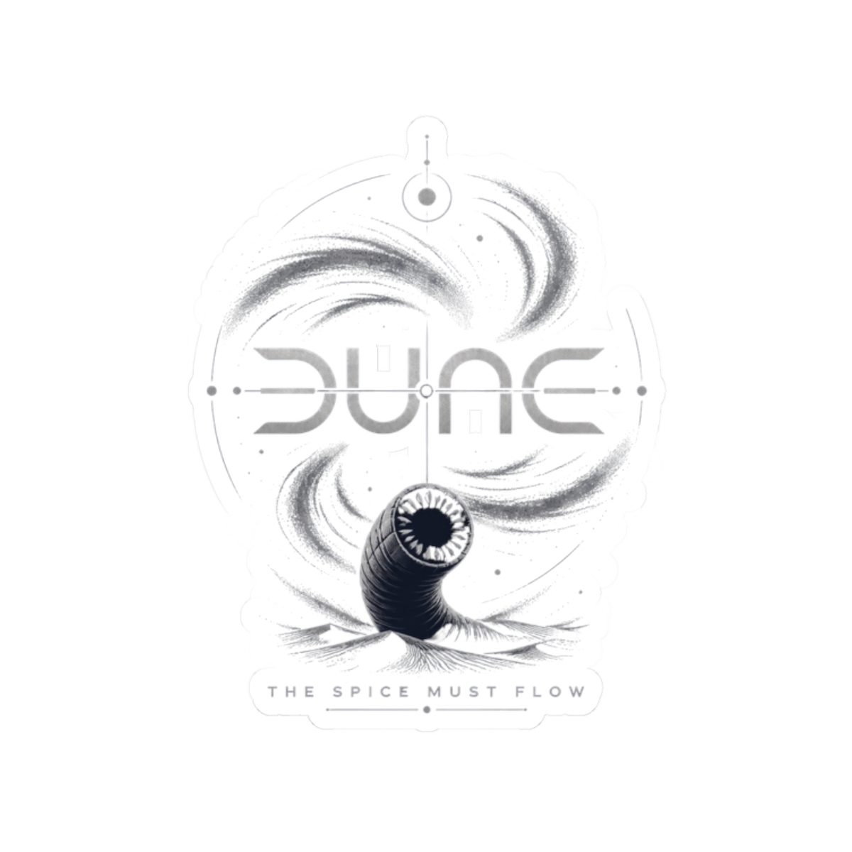 Dune " logo at the center, reminiscent of the 2021 film" Sticker - Official stickers merchandise