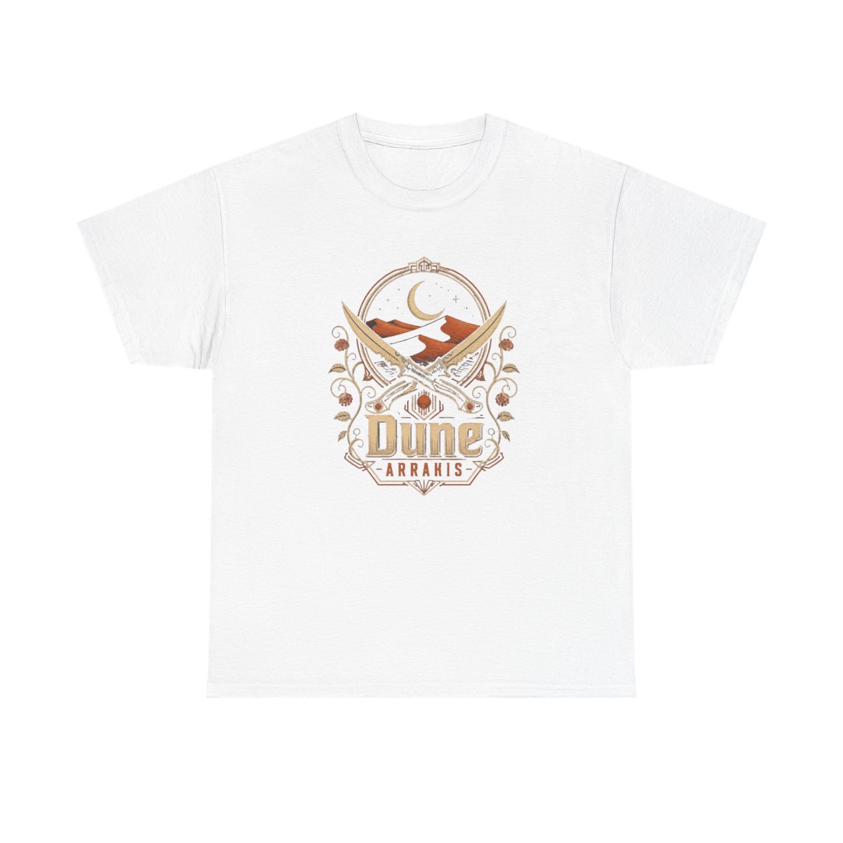 Dune " in bold, vintage-styled text beneath the emblem with " Unisex Tee - Official t-shirts merchandise