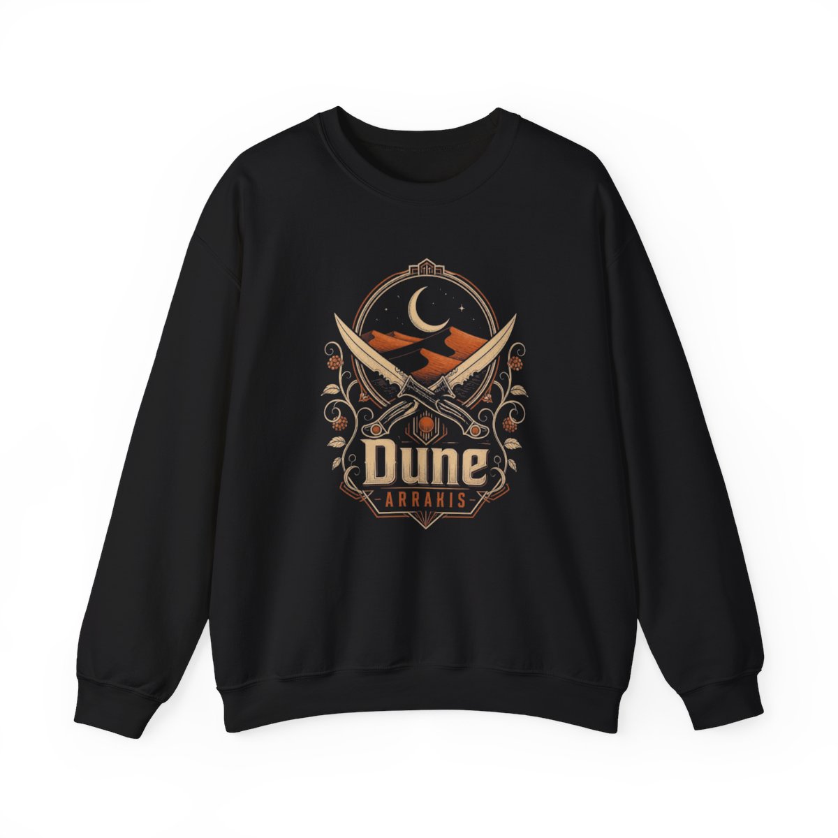Dune " in bold, vintage-styled text beneath the emblem with " Crewneck - Official sweatshirts merchandise